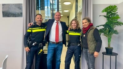 Bart Sanders, Eric van 't Zelfde, police chief Janny Knol and Lucia Rijker